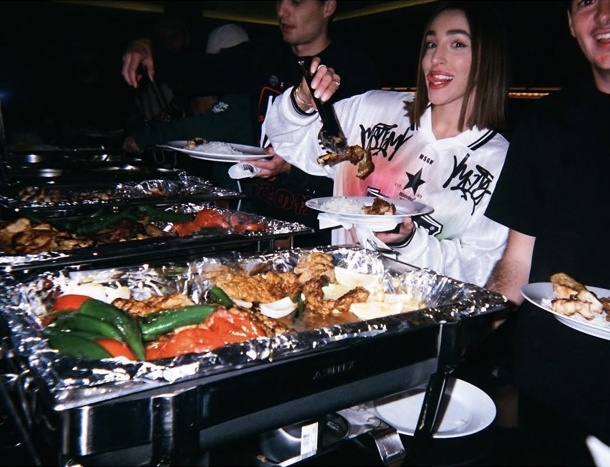 Friends sharing dinner